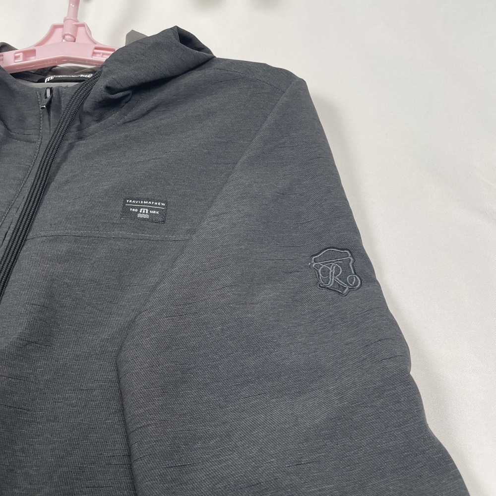 TravisMathew Mens Full Zip Hoodie Charcoal Gray Heathered Golf Jacket Small - Picture 5 of 10